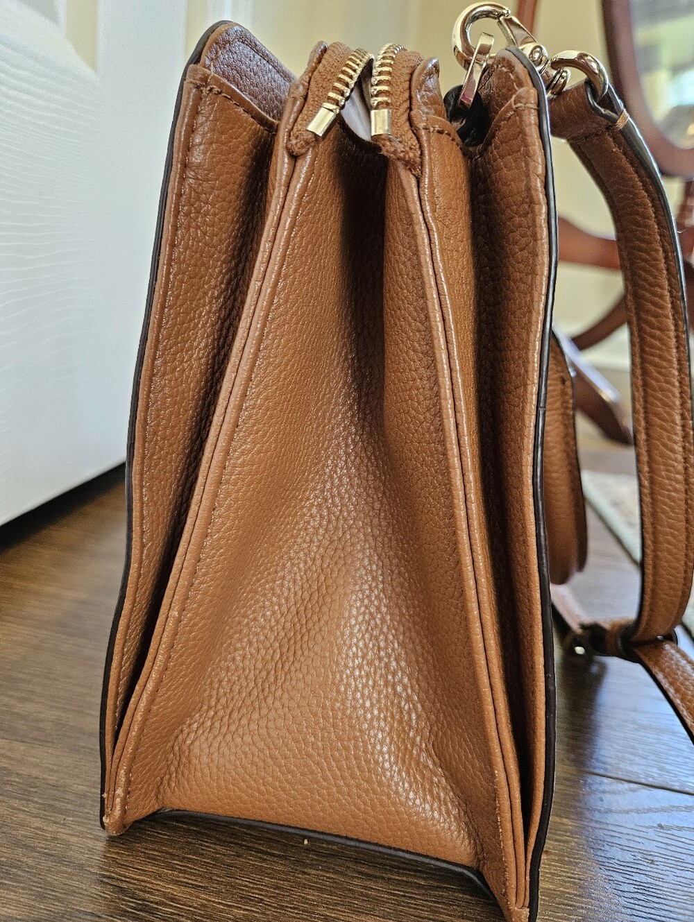 kate spade Brown Pebbled Leather Satchel with Gold-Tone Hardware - Picture 5 of 9